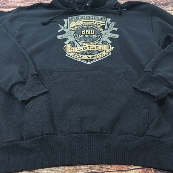 Men’s Black Graphic Hoodie with 2nd Amendment Design - Picture 3 of 5